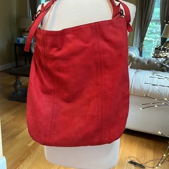Laura Di Maggio Red Suede Slouchy Crossbody Bag